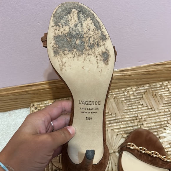 L’agence Brown Suede Chain Bridget Heels - Picture 7 of 7